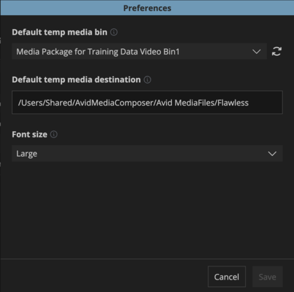 Avid Extension Preferences