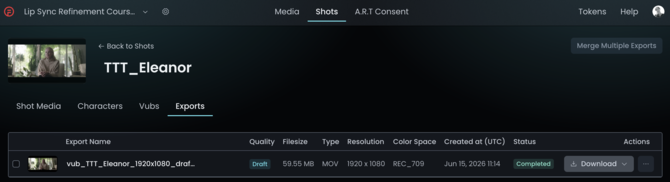 Exports tab New UI