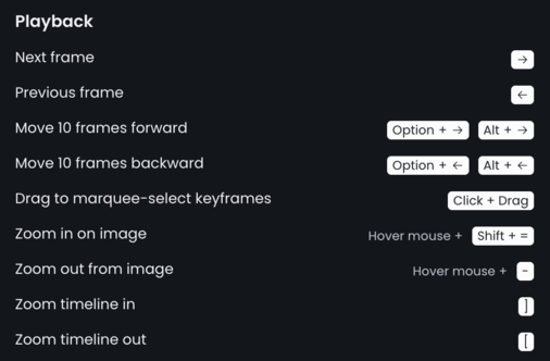Playback Shortcuts New UI