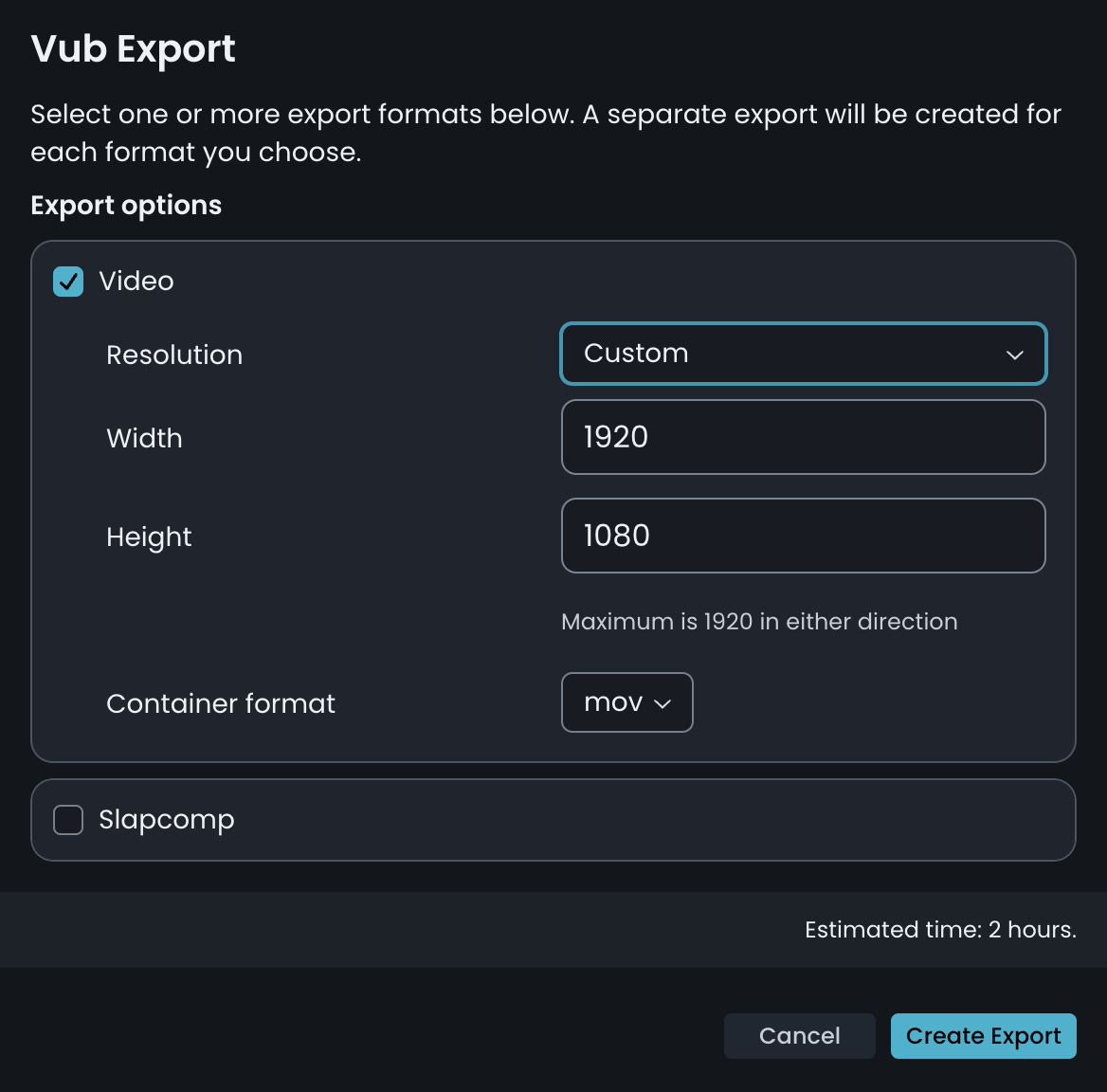 Vub Export New UI