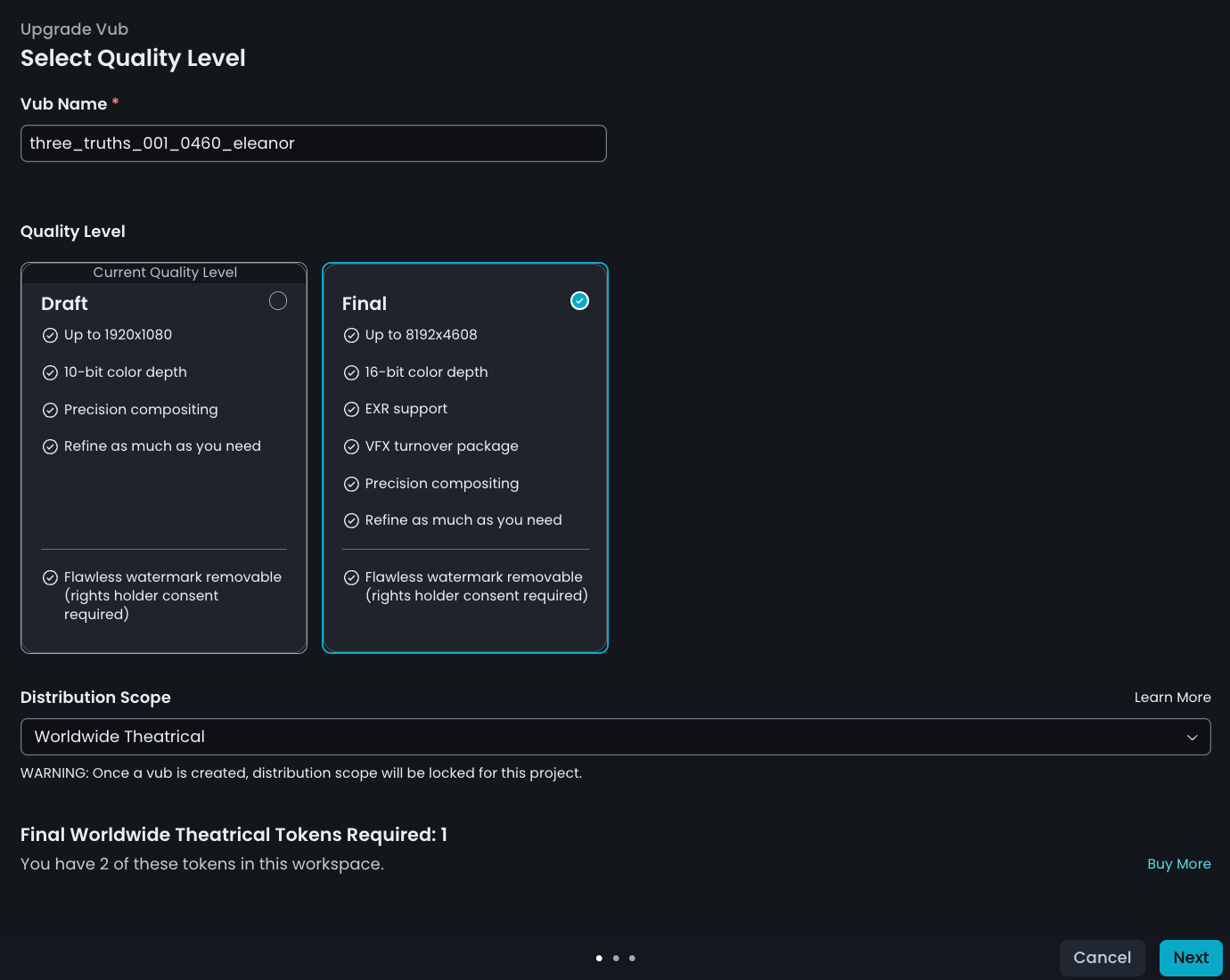select quality upgrade new UI