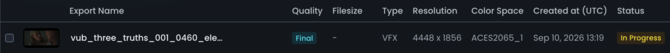 vfx package export listed new UI