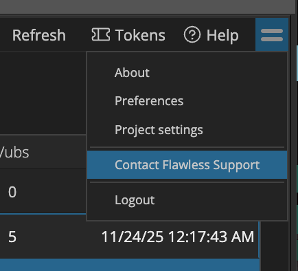 support menu